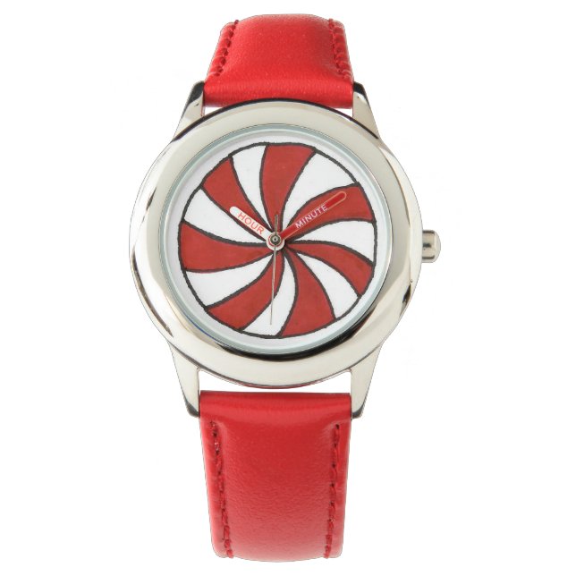 Relógio Red White Pepperminton Candy Christmas Xmas Watch (Frente)