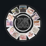 Relógio Redondo 12 Colagem de Fotos Preto Personalizado<br><div class="desc">Colagem de fotos 12 Modelo personalizado relógio de parede preto e branco. simplesmente adicione suas próprias fotografias e logotipo ou fundo a este relógio da parede do excelente. fácil de personalizar.. relógio personalizável de modelo de foto de Ricaso - ideias de presentes perfeitas</div>