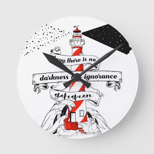 Relógio Redondo 12 de citação de Shakespeare (Frente)