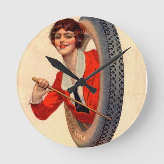 Relógio Redondo 1928 Kelly-Springfields Tire mascot Lotta Miles (Frente)