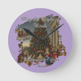 Relógio Redondo 8" Acrylic Nativity Santa Christmas Clock