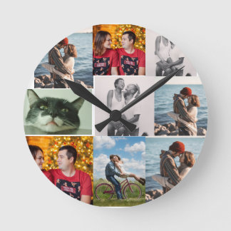 Relógio Redondo 9 Colagem Personalizada Personalizada de Fotos