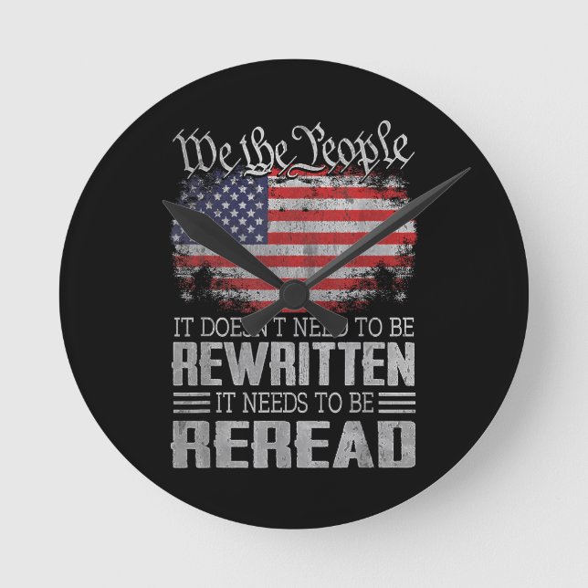 Relógio Redondo A Constituição dos EUA sobre a bandeira dos EUA pr (Frente)