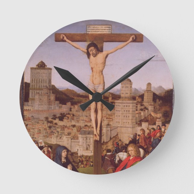 Relógio Redondo A crucificação (óleo no painel) (Frente)