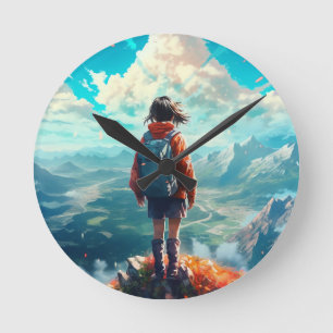 Relógio Redondo A Cúpula em Sua Alma   Anime Hiker Girl