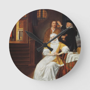 Relógio Redondo A Doctor Visiting a Young Lady in a Bedroom (oil o