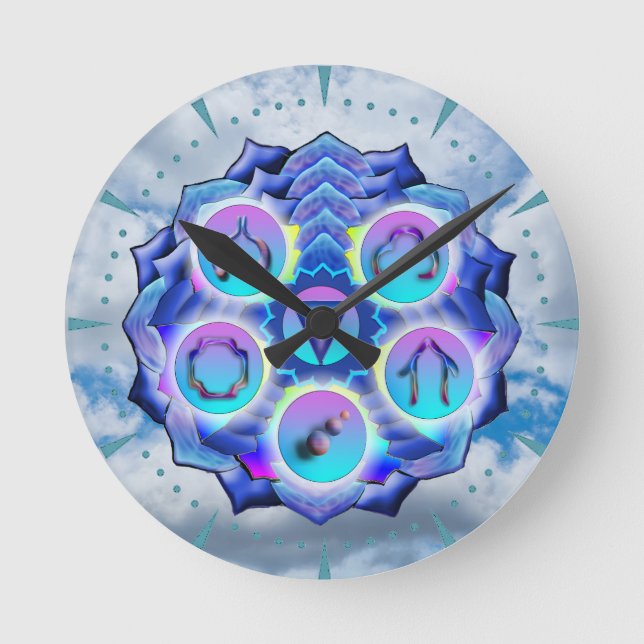 Relógio Redondo A garganta Chakra (Frente)