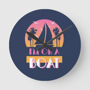 Relógio Redondo A ilha só - eu estou em um barco