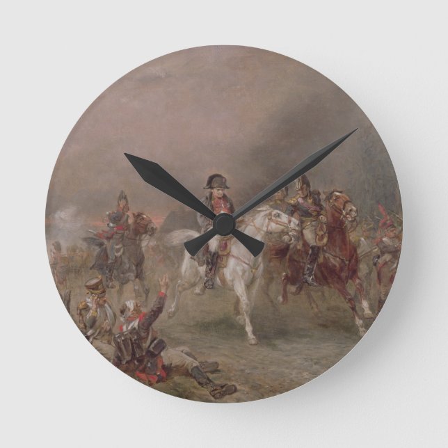 Relógio Redondo A retirada de Napoleon (óleo em canvas) (Frente)