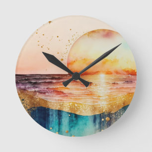 Relógio Redondo A Série Praia Aquarela Design 3