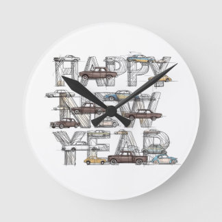 Relógio Redondo a smart happy new year design for cars lovers 
