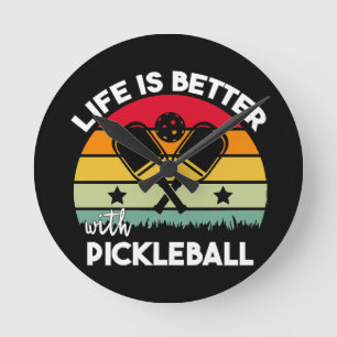 Relógio Redondo A vida é melhor com Pickleball