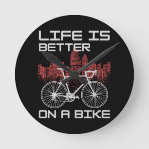 Relógio Redondo A vida é melhor de bicicleta