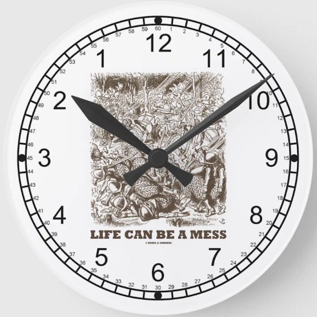 Relógio Redondo A Vida Pode Ser Uma Mina Maravilha Para Trás Do Re (Showcase your Wonderland attitude with this backward clock w/ the caption "Life Can Be A Mess")