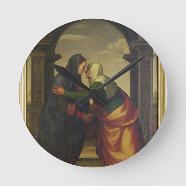 Relógio Redondo A visitação de St. Elizabeth à Virgem Maria (Frente)