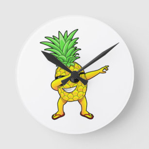 Relógio Redondo Abacate de abacaxi Óculos escuros T camisa Aloha B