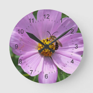Relógio Redondo abelha em flor
