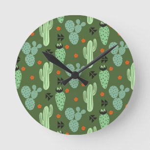 Relógio Redondo Abstract Hipster Cactus Desert Pattern