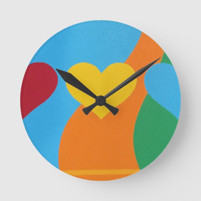 Relógio Redondo Abstract Vibrant Heart Shapes Round Clock (Frente)