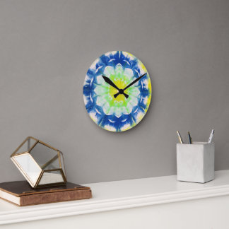 Relógio Redondo Abstrato Daisy Azulejos Wall Clock