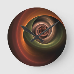 Relógio Redondo abstrato espiral 3D Cores quentes quentes Arte Fra
