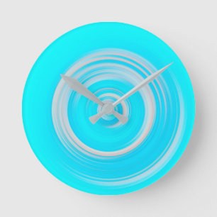Relógio Redondo Abstrato espiral azul, cor-de-rosa,