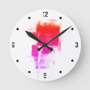 Relógio Redondo abstrato vermelho rosado mínimo moderno