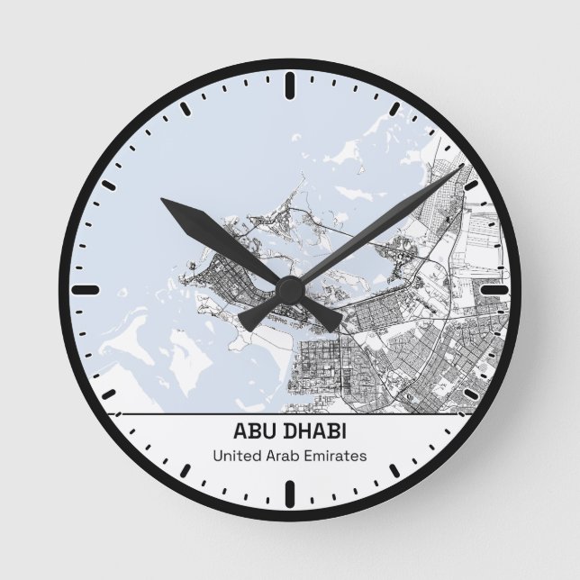 Relógio Redondo Abu Dhabi Clock City Line Art (Frente)
