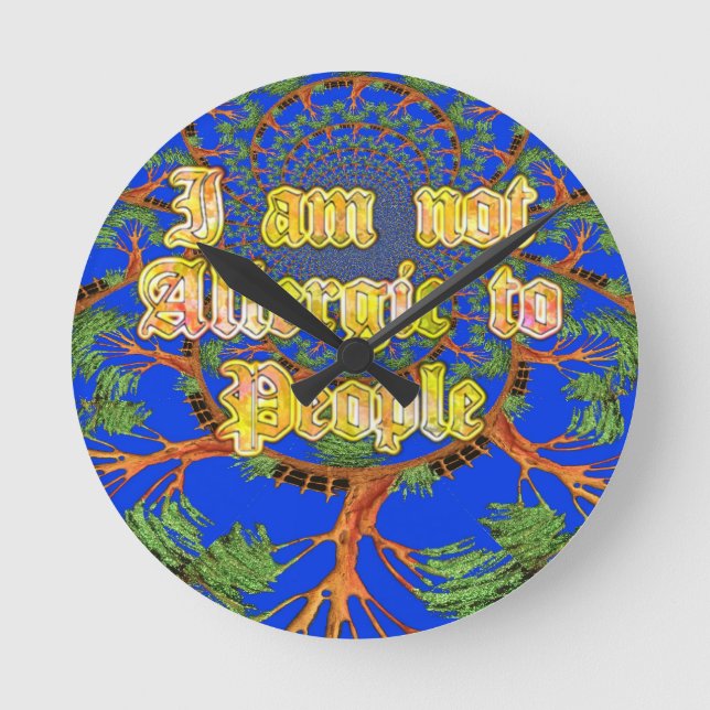 Relógio Redondo Acacia Alchemy: Eu não sou alérgico à arte Pessoas (Frente)