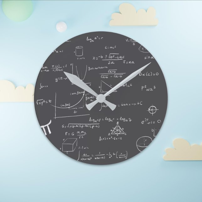 Relógio Redondo Acadêmico das equações matemáticas de quadro negro (Math wall clock for your classroom, your office or your college room)