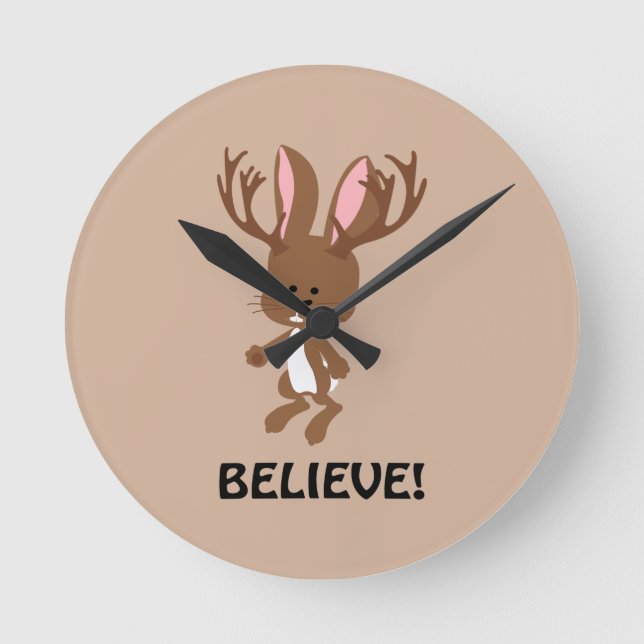 Relógio Redondo Acredite! Cute Jackalope (Frente)