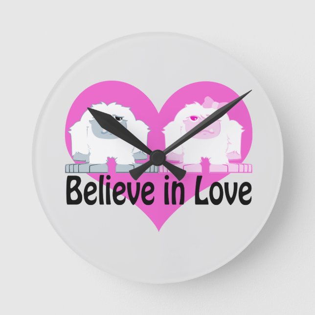 Relógio Redondo Acredite no amor! Yetis Cute (Frente)