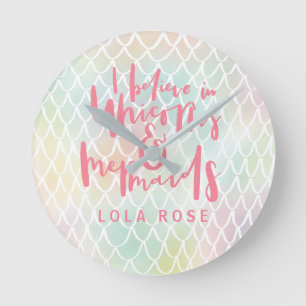 RELÓGIO REDONDO ACREDITO EM UNICORNS E MERMAIDS