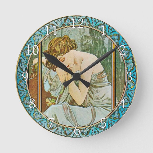 Relógio Redondo Acrylic Wall Clock Art Nouveau Alphonse Mucha 22 (Frente)