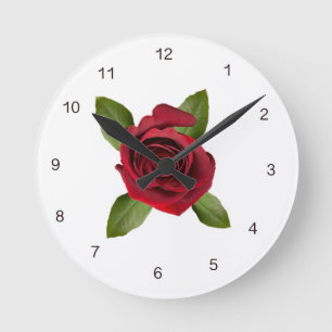 Relógio Redondo Acrylic Wall Clock Red Rose with Numbers