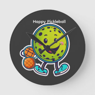 Relógio Redondo Adesivo de desenho animado minimalista de pickleba