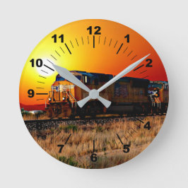 Relógio Redondo Adicionar nome ou texto - Comboio de locomotiva Di