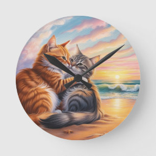 Relógio Redondo Adorando Gatos