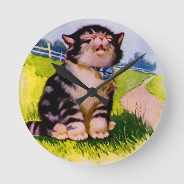 Relógio Redondo Adorável gatinho cantor dos anos 30 (Frente)