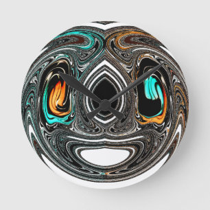 Relógio Redondo African Ethnic Doodle Zebra texturou Art Impressão