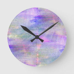 Relógio Redondo aguarela azul, cor-de-rosa sem emenda do amarelo