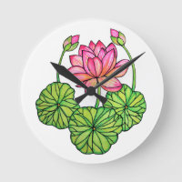 Aguarela Lotus cor-de-rosa com botões & folhas