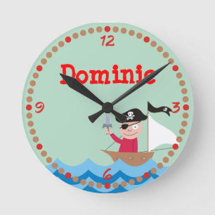 Relógio Redondo Ahoy amigo! O pirata personalizado caçoa pulsos d