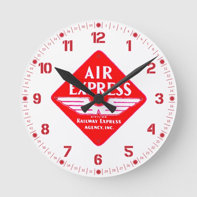 Relógio Redondo Air Express por Wall Clock da Agência Ferroviária  (Frente)