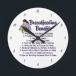 Relógio Redondo Aleitamento Benefícios do Lactation Consultant Off<br><div class="desc">Um relógio de excelente para um obstetra ou escritório de ginecologia compartilhar os benefícios do aleitamento materno com seus pacientes. As mulheres deveriam ser educadas em todas as maravilhosas razões para amamentar o seu bebê. O leite materno contém anticorpos para proteger os seus filhos de doenças. Ele é formulado para...</div>