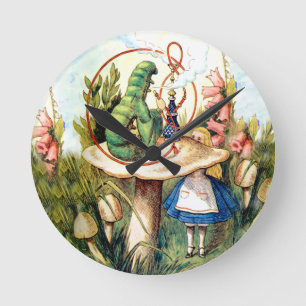 Relógio Redondo Alice e Caterpillar no país das maravilhas