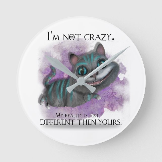 Relógio Redondo Alice em Wonderland clock. (Frente)