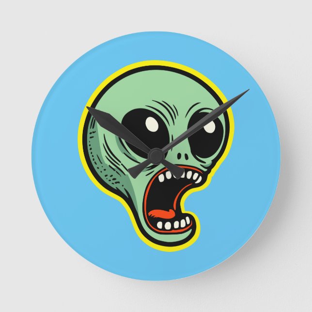 Relógio Redondo Alienígena de grito (Frente)
