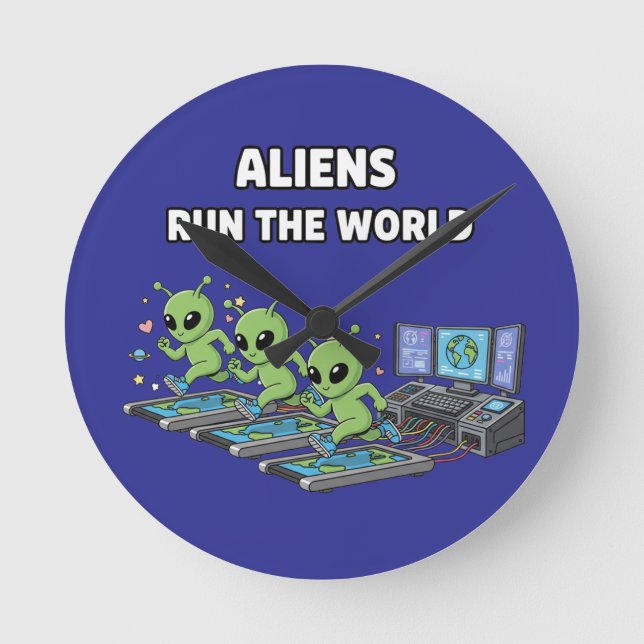 Relógio Redondo Alienígenas Mandam no Mundo (Frente)
