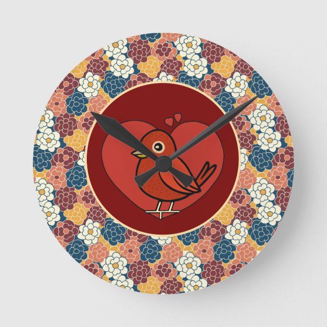 Relógio Redondo allover flower design (Frente)